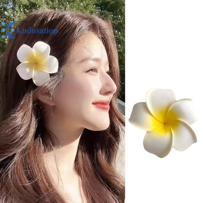 Kudosation Plumeria Hoa Kẹp Tóc Cho Nữ Cô Gái Kẹp Tóc Trứng Hoa Ngọt Bên Kẹp Tóc Barrettes Hawaii Đảng Phụ Kiện Tóc
