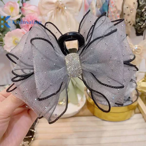 Kudosation Phong Cách Hàn Quốc Lưới Nơ Kim Cương Giả Vuốt Tóc Vintage Thanh Lịch Kẹp Tóc Kẹp Tóc Cho Nữ Thời Trang Phụ Kiện Tóc