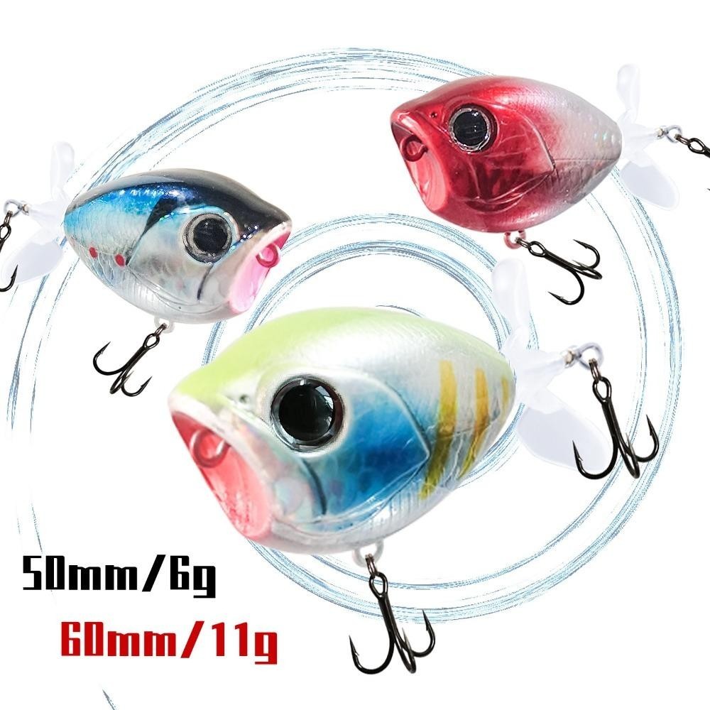 Mồi Bề Mặt Popper Bass 2024 - Cánh Quạt, Đuôi Xoay (6g/50mm & 11g/60mm)
