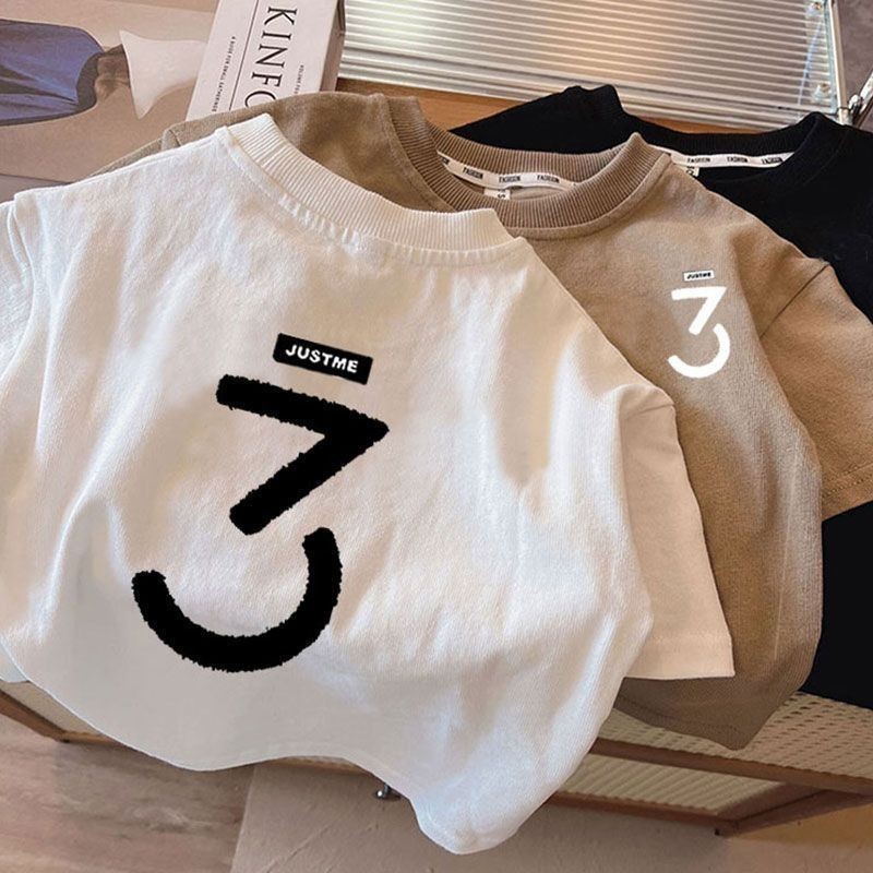 Áo thun bé trai Cotton mỏng tay ngắn hàng đầu mùa hè mát mẻ Quần áo trẻ em 90-150 Size 6H6F