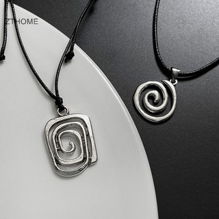 Zthome Vintage Xoắn Ốc Xoáy Mặt Dây Chuyền Tay Dệt Dây Da Vòng Cổ Dành Cho Nữ Unisex Boho Xoay Vòng Cổ Choker Trang Sức Thời Trang HOT