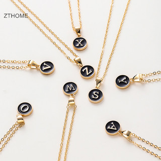 Zthome Đen Kim Loại Chữ Mặt Dây Chuyền Cá Tính Bảng Chữ Cái Mặt Dây Chuyền Ban Đầu A-Z Choker Vòng Cổ Dây Chuyền Trang Sức Cho Nữ HOT