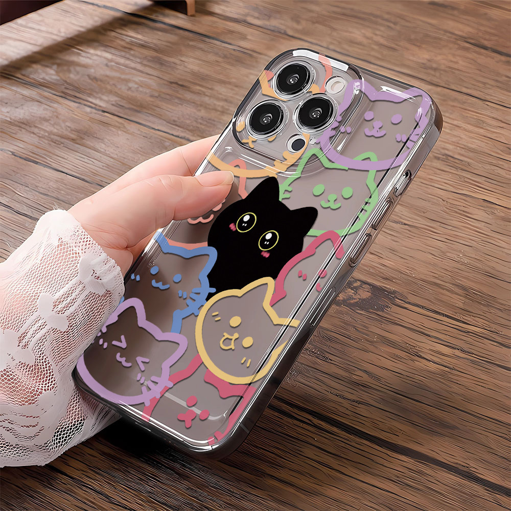 Ốp điện thoại mèo toàn màn hình Vỏ không gian Lỗ chính xác Thích hợp cho Apple iPhone15 / 14Promax Vỏ điện thoại 13 / 12 Vỏ không gian 11 / XSMAX Cao su mềm phong cách mới