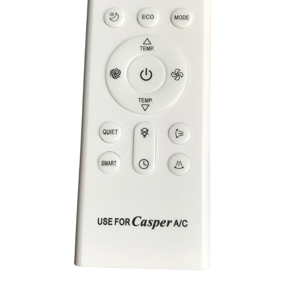 tay điều khiển remote từ xa điều hòa casper RCH-RUY-1 mẫu ngắn màu trắng-kèm pin-tay đầu bấm điều hòa casper RCH-RUY-1
