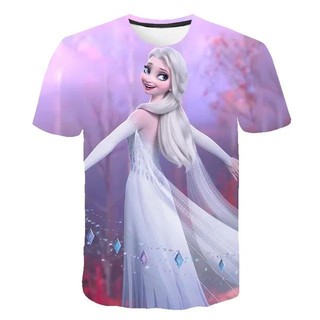 Mùa Hè Mới Frozen 2 Áo Anna Elsa Meisje 3D In Kỹ Thuật Số Áo Kleding Nữ Hoàng Tuyết Nữ Hoàng Anna Elsa Hoạt Hình In Áo Sơ Mi