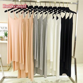 Phụ Nữ Modal Váy Không Tay Mỏng Trơn Thoải Mái Thường Ngày Loungewear Mùa Hè 2025 Cổ Tròn Dài Đầm Size Lớn Vừa Đầm