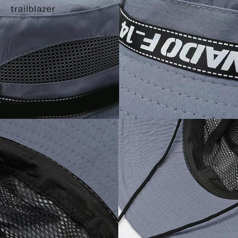 Trailblazer Nam Mùa Hè Rộng Vành Xô Mũ Thời Trang Ngoài Trời Dây Rút Leo Núi Mũ Chống Nắng Câu Cá Panama Đi Xe Đạp Tấm Che Lưới Thoáng Khí Mới