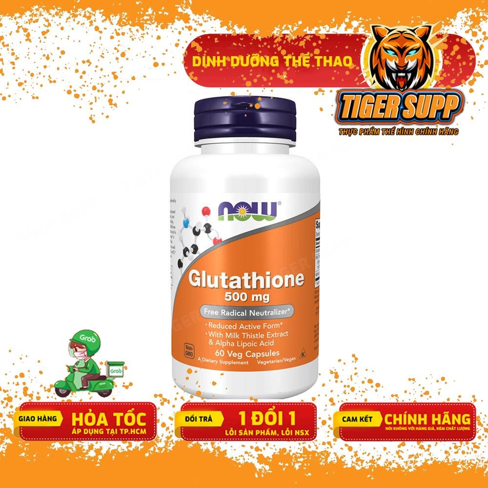 Viên uống Now Glutathione 500mg - Hỗ trợ trắng sáng da giúp da đều màu (60 viên)