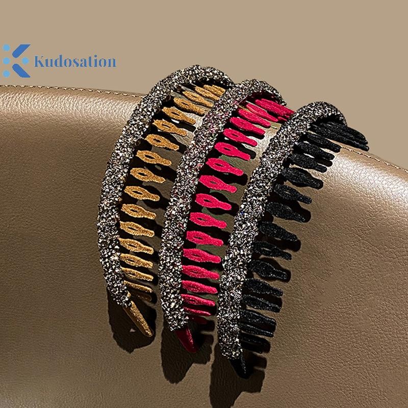 Kudosation Thời Trang Đổ Xô Acrylic Kim Cương Giả Viền Tóc Cho Nữ Màu Trơn Răng Chống Trơn Trượt Tóc Phụ Kiện Tóc