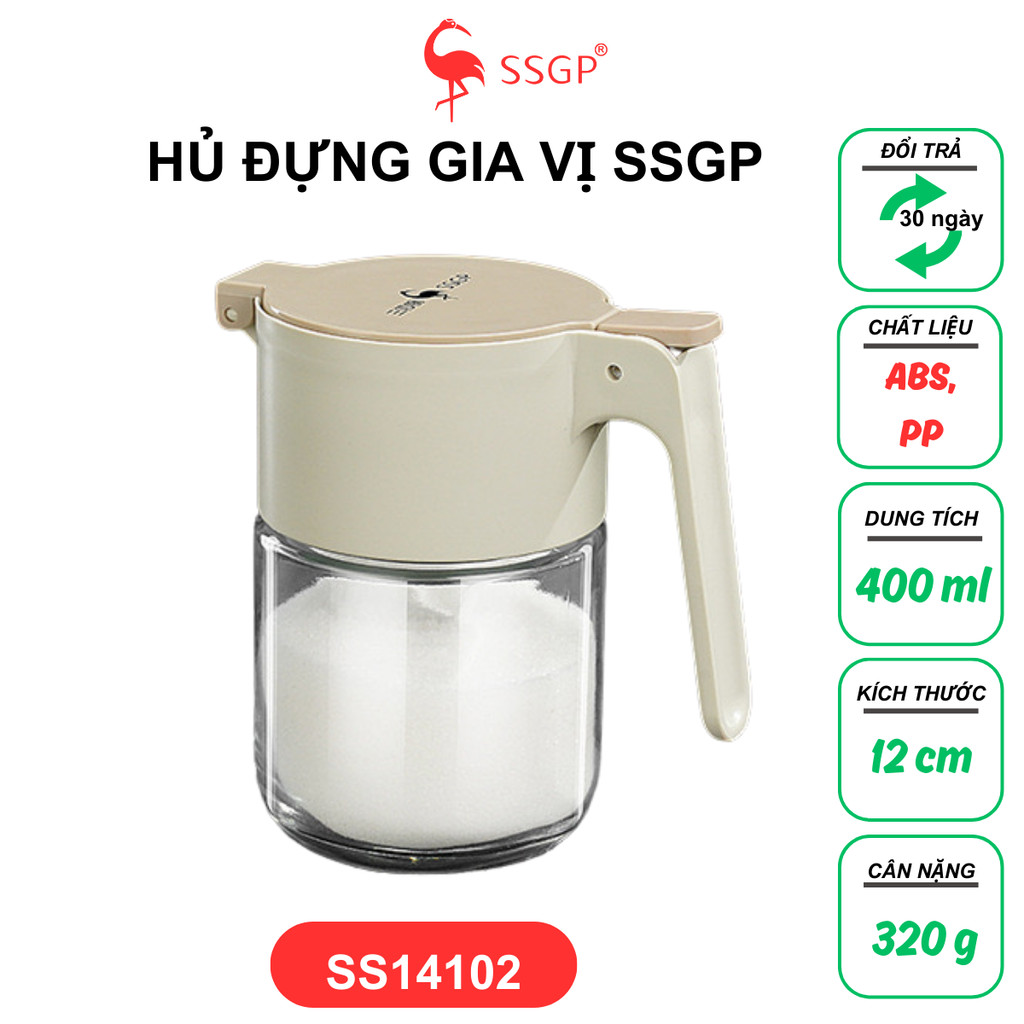 Hủ đựng gia vị thủy tinh cao cấp 400ml của SSGP  , lọ hũ gia vị, hạt nêm, muối tiêu