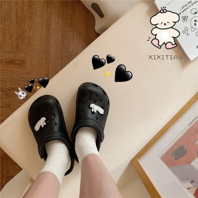 Xixitiao Dép Dép Mùa Hè EVA Hoạt Hình Mới Giày Lỗ Dễ Thương Sinh Viên Thường Ngày Mặc Ngoài Trời Đế Mềm Giày Đi Biển ins Hợp Thời Trang