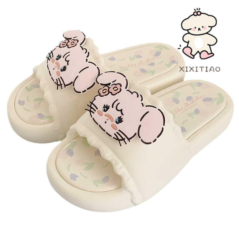 Xixitiaomikko Joint Sweet Floral Dép Mùa Hè Phong Cách Mới Nhật Bản Thỏ Dễ Thương Bên Ngoài Mặc Dép Thoải Mái Cô Gái Trái Tim