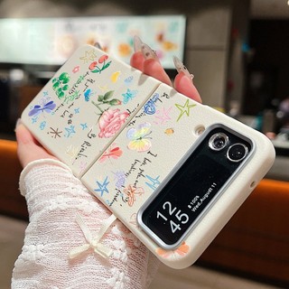 Ốp Họa Tiết Hoa Cho Samsung Galaxy Z Flip6 Flip5 Flip4 Flip3 Flip 6 5 4 3 5G Họa Tiết Da Mềm TPU Gấp Điện Thoại