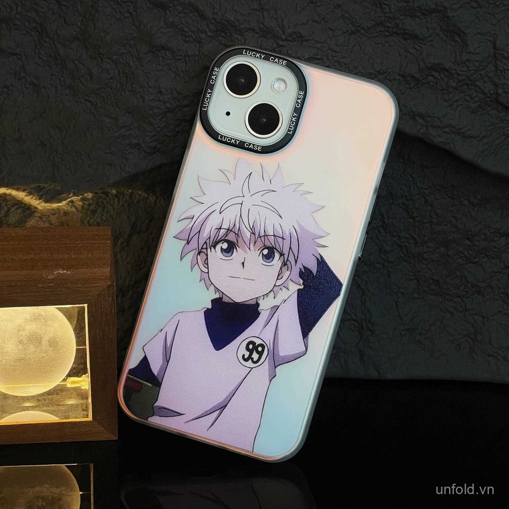 Ốp điện thoại Killua hai chiều tương thích với iPhone 13 14 15 16 Pro Max 11 12 PRO X XS XR XS Max 14 15 16 PLUS QYJS, ốp laser nam anime, viền mềm, chống sốc, bảo vệ TUVL
