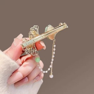 MAUROPOLI [Sẵn sàng] Kẹp tóc lá bạch quả phong cách Trung Quốc mới Phụ kiện tóc Hanfu cổ Hoa bên mỏ vịt Kẹp cô gái Nổ Kẹp mũ đội đầu