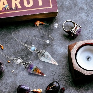 Yowei Tự Nhiên 7 Luân Xa Chữa Bệnh Pha Lê Con lắc Cho Dowsing Bói Toán Đá Thạch Anh Con lắc Cổ Reiki Mặt Dây Chuyền Trang Sức VN
