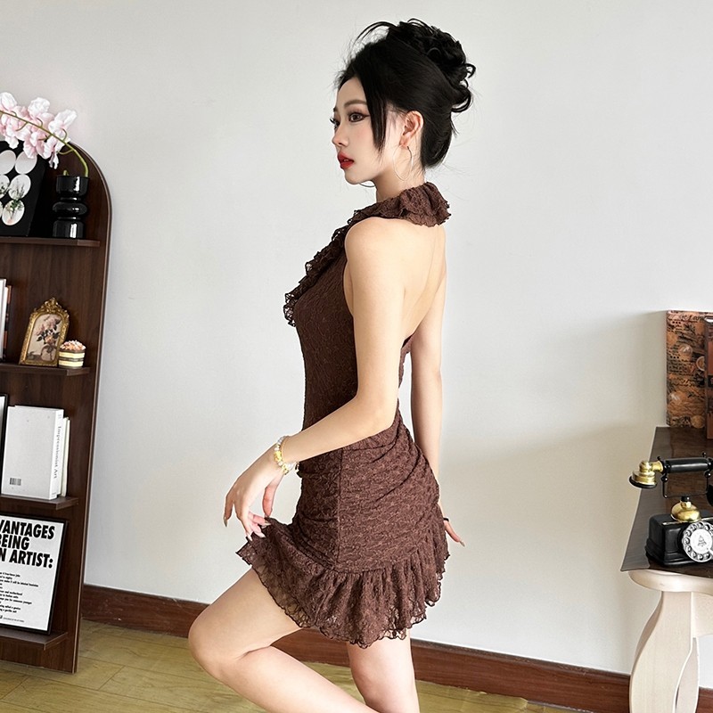 Klalien Thiết Kế Cao Cấp Váy Mini Thanh Lịch Dây Gợi Cảm Cổ Chữ V Không Tay Hình Eo Quấn Hông Lưng Giảm Béo Cổ Điển Thường Ngày Sang Trọng 2025 Thời Trang Phụ Nữ Mới