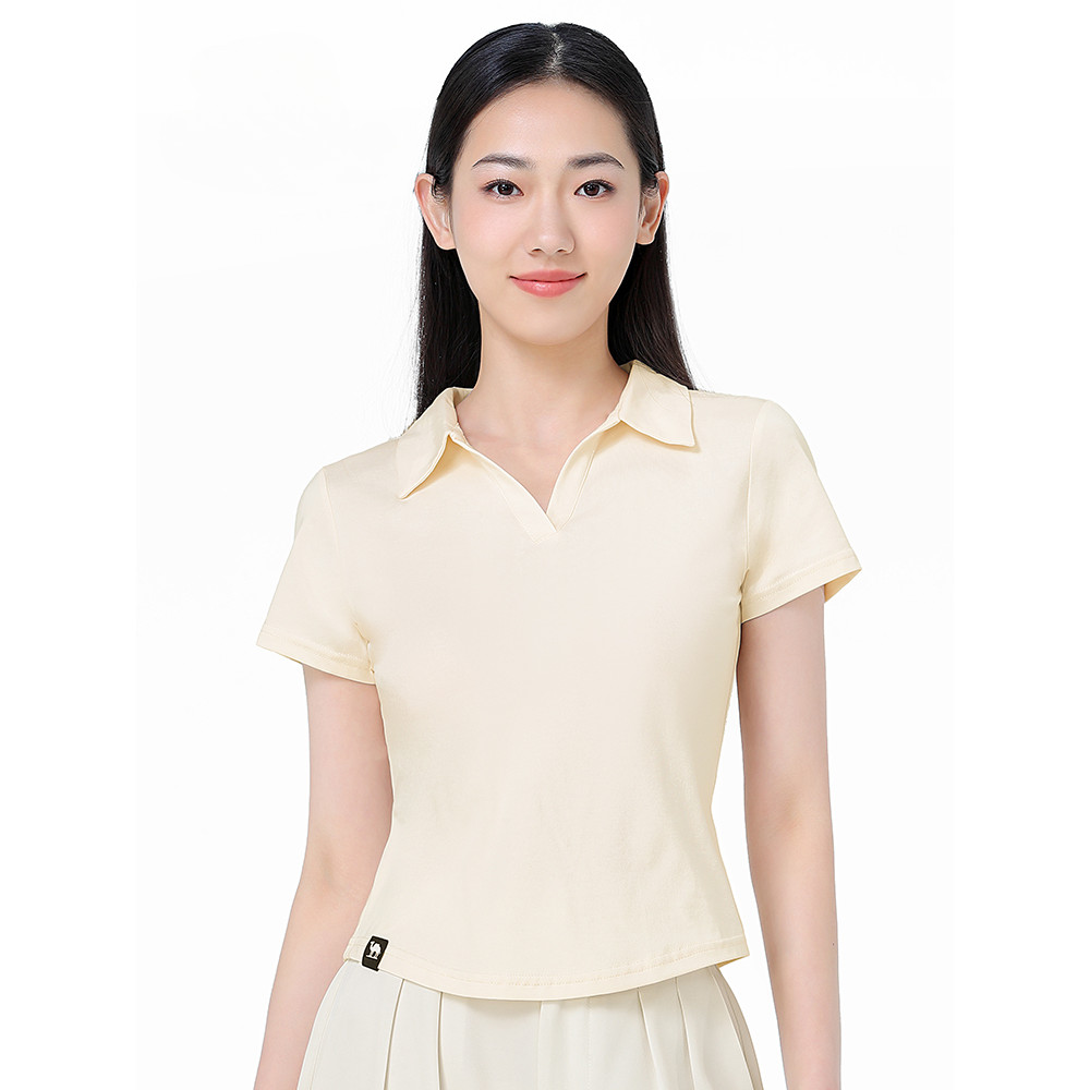 Ảnh Camel CROWN Áo Thun Nữ Ve Áo Ngắn Tay Thoáng Khí Nhanh Khô Mát Mỏng Thường Ngày Thể Thao Top 3