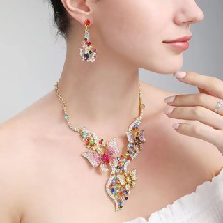 1 Bộ vòng cổ bông tai trang sức thủ công mạ hợp kim phóng đại
