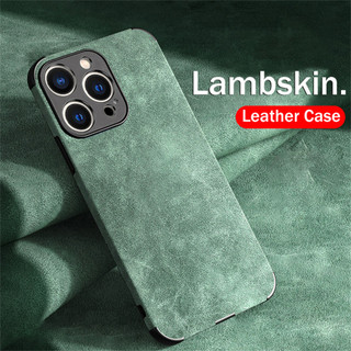 Ốp Da Cừu Mờ Chống Sốc Sang Trọng Cho iPhone 16 15 14 13 12 11 Pro X XR XS Max 7 8 Plus Vải Mềm Vintage Cover