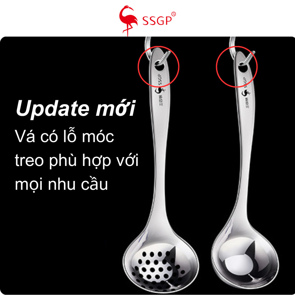Vá canh Inox 304 Family cao cấp SSGP  - SS11606 Muôi canh,Thìa canh, Vá lẩu, muỗng lẩu thìa lẩu