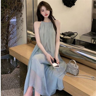Dây Sling Đầm Phong Cách Mỏng Mùa Hè Cổ Tích Váy Nguyên Chất Desire Phong Cách Thiết Kế Niche Không Đều Gạc Váy Dài