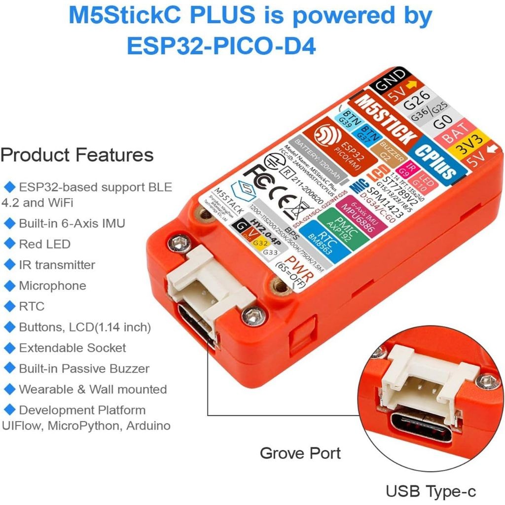 Dụng Cụ Phát Triển Mini M5Stack Official M5StickC PLUS2 ESP32 Iot2 IoT ...