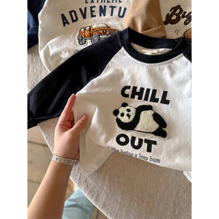 Áo thun dài tay cotton nguyên chất mới cho bé trai và bé gái mùa xuân, phối màu, áo hoạt hình cho trẻ em
