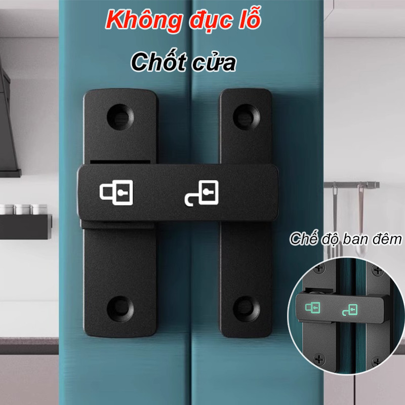 Bộ Chốt Cửa Dạ Quang 180° Chất Lượng Cao, Khóa Cửa Chuyên Nghiệp, Khóa Cửa Trượt Hợp Kim Kẽm