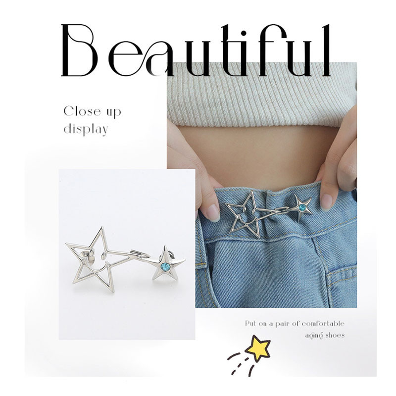 [Yunyuan] Letter Star Nút quần jean có thể tháo rời không cần đinh Điều chỉnh kích thước eo Nút kim loại không may Công cụ kiểm soát eo