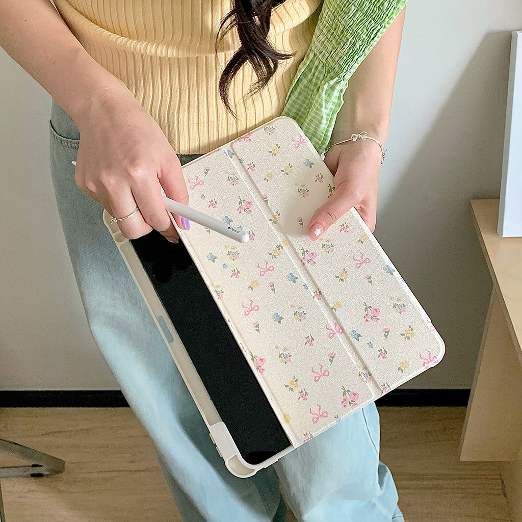 Vỏ Gương Acrylic Cứng Tương Thích Với IPad Mini6 IPad5 6 7 8 9 Air11 Air13 Air2 Air3 Air4 Air5 10.9 "Pro10.5 Pro11 Pro13 Pro12,9 2024 Nơ Và Vỏ Da Hoa Nhỏ