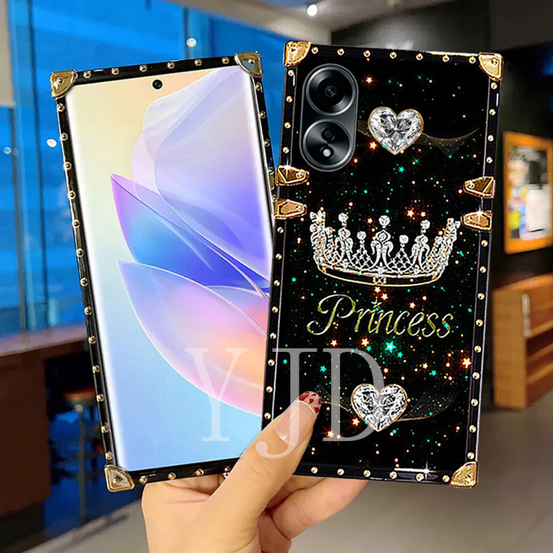 Ốp YJD Cho OPPO A58 A78 A38 A18 A98 Princess Crown Series Dây Tay Cạnh Thẳng Vỏ Điện Thoại Chống Sốc