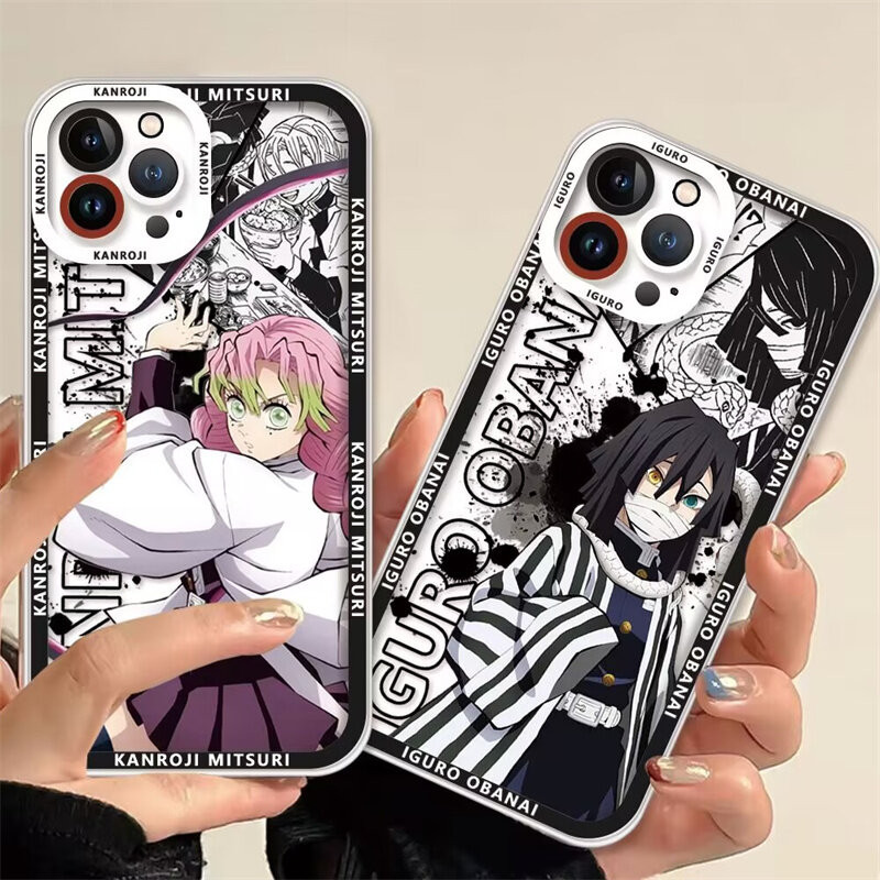 Anime Demon Slayer Iguro Obanai Kanroji Mitsuri Ốp Điện Thoại Mềm Trong Suốt Tương Thích Cho iPhone 11 12 13 14 15 Pro Max PLUS Mini XR X XS Max 8 7 6 6S PLUS Phim Hoạt Hình