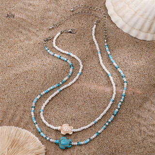 Julyhot 1 Bộ Vintage Phong Cách Bohemian Màu Sắc Hỗn Hợp Hạt Nhỏ Hạt Sao Biển Mặt Dây Chuyền Vòng Cổ Bộ Dành Cho Nữ Thời Trang Đi Biển Choker Xương Đòn Dây Chuyền Trang Sức Massivedeals
