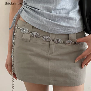 Thi Retro Đa Năng Phong Cách Dân Tộc Kim Loại Bohemian Thắt Lưng Dây Xích Dành Cho Nữ Áo Len Thời Trang Dây Xích Eo Con Dấu Trang Trí Cơ Thể Phụ Kiện VN