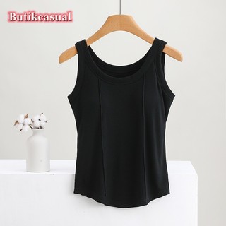 Phụ Nữ Miếng Lót Áo cotton Áo Ngực Không Áo Sơ Mi Nữ Ren Thoải Mái Đồng Bằng Xe Tăng Áo Không Tay Mùa Hè 2024 Áo Cổ Tròn Mỏng Áo Thường Ngày