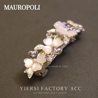 Mauropoli Kẹp tóc lớn sau đầu đính pha lê hoa, kẹp ngang, phụ kiện tóc