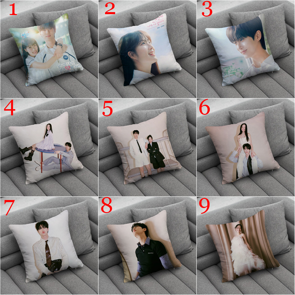 Phim truyền hình Hàn Quốc Lovely Runner Throw Vỏ gối Byeon Woo-Seok & Kim Hye-yoon Vỏ gối in một mặt Phòng khách Sofa Quà tặng ô tô Vỏ đệm Quà tặng trẻ em (Không có lõi)