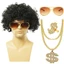 KIN 80s Disco Trang Phục Phụ Kiện Curly Rock Tóc Giả Vòng Cổ Kính Hippie Bộ Trang Phục