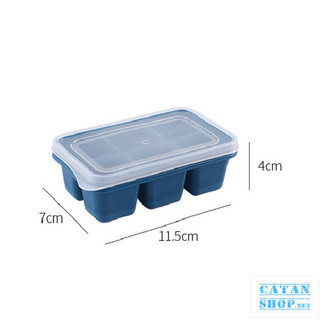 Khay Làm Đá 6 Viên Có Nắp Đậy Chống Mùi Tủ Lạnh, Khay Làm Đá Ô Vuông To 6 Viên - GD820-KDa6Vien