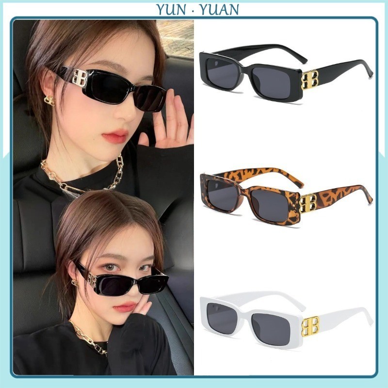 [Yunyuan] Kính râm Ins Hàn Quốc mới dành cho nữ, Kính nở vuông đơn giản, Kính râm chụp ảnh đường phố cho nam, UV400 Blackout và Chống tia cực tím
