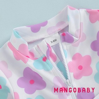 Mg-baby Girl Rash Guard Đồ Bơi Mùa Hè In Hoa Dây Kéo Đồ Bơi Và Mũ Chống Nắng Bộ Đồ Tắm Tập Đi Biển