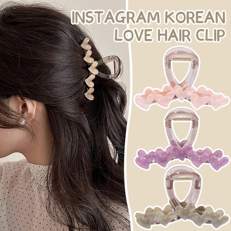 [Nổi bật] Kẹp cá mập hình trái tim Ins - Kẹp tóc cho bé gái - Mũ - Tươi, Ngọt ngào - Vuốt tóc trong suốt màu sắc - Phụ kiện tóc trang điểm cho nữ - để hẹn hò, tiệc tùng