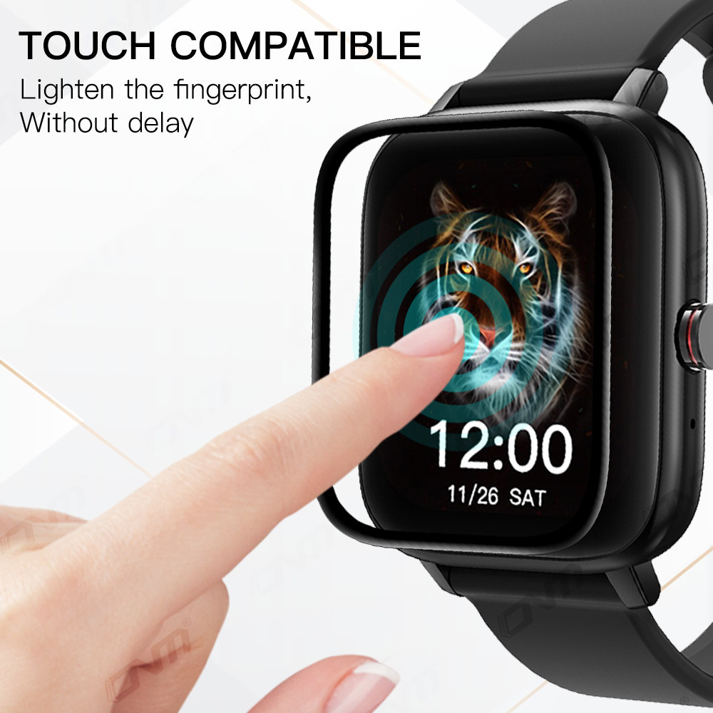 ColmiV68 ColmiM42 3 Cái 999D Full Cover HD Cong viền đen Kính cường lực cho Colmi V68 M42 Chống vân tay Đồng hồ chống cháy nổ Bảo vệ màn hình