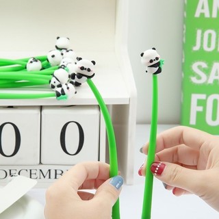 [Mực Đen] Bút Bi Silicon Thân Mềm Panda Lúc Lắc, Bút Bi Mực Gel Khô Nhanh, Mực Đều, Nét Chữ Đẹp