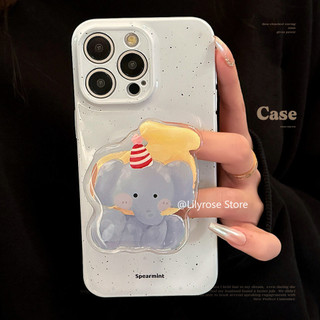 Ins Vỏ hình con voi hoạt hình dễ thương Hàn Quốc iPhone 15 14 13 12 11 Pro Max Xs Max Xr 7 8 Plus Vỏ iPhone Apple có giá đỡ điện thoại hoạt hình Phim bảo vệ toàn bộ mềm