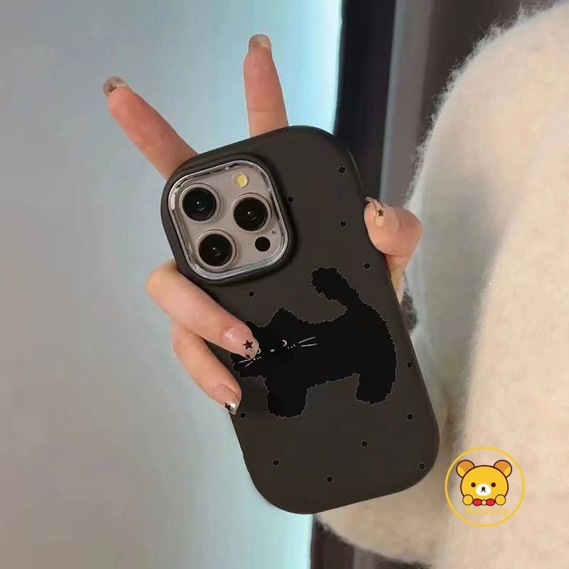 Ốp Lưng Mèo Mờ Ins Style Cho Xiaomi 14 Ultra Pro 13T 12T Pro 13 Lite 13 12 12S Pro 12X Mi 11 Lite 11 10 Pro 10S Vỏ Bảo Vệ Mèo Đen Chấm Bi Full Cover Chống Sốc