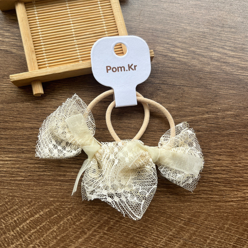 Dây buộc tóc nơ ren dễ thương, cao su