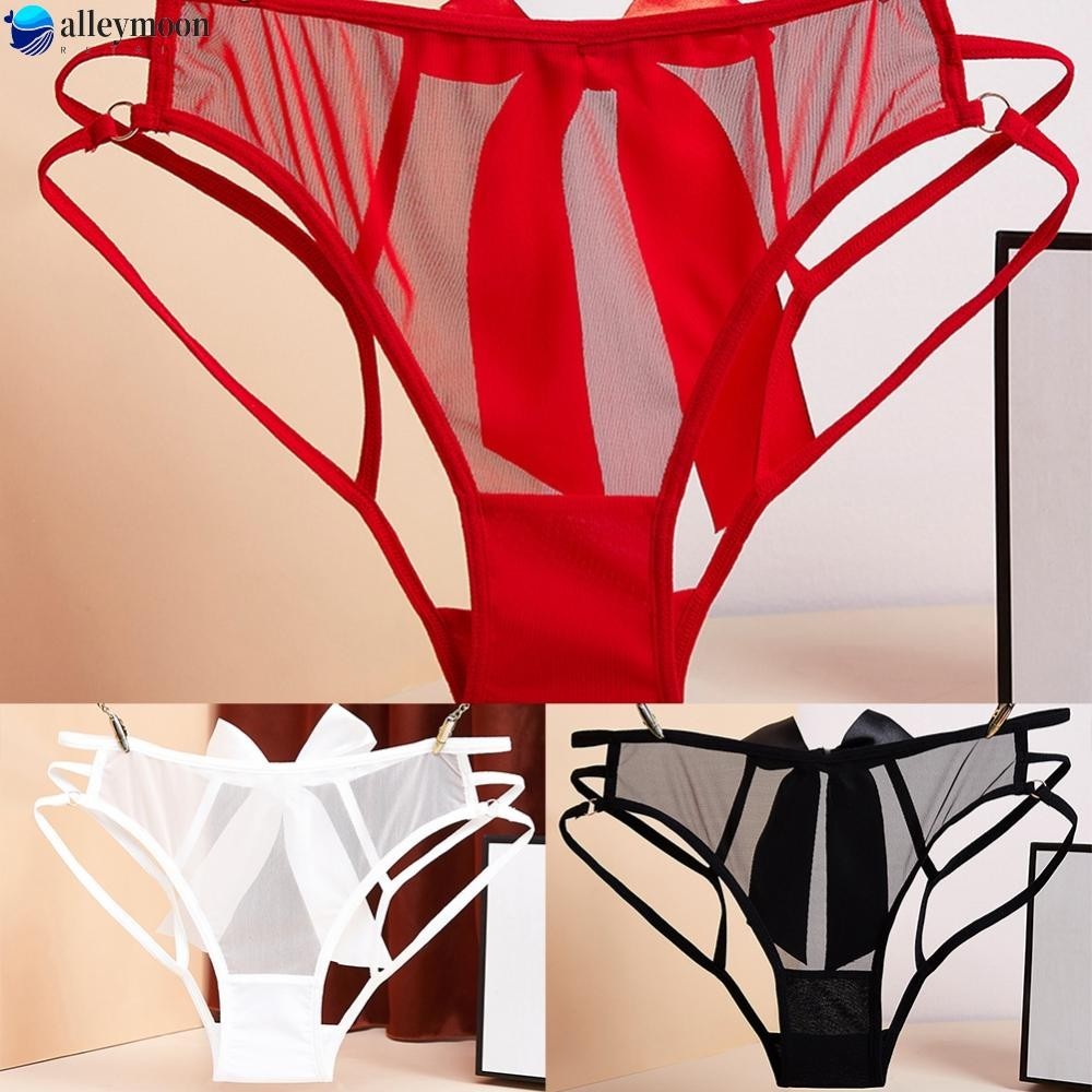 Underwear Comfortable Cotton Crothless Lace Medium Stretch Nylon Panties