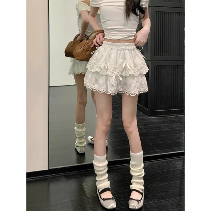 BREEZE_ROS Tutu Ngắn Thời Trang Dành Cho Nữ Chân Váy Tầng TRẮNG V183